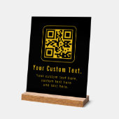 Editable QR Code & Text Template | Black & Gold Acryl Bord (Hoek)