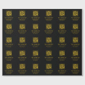 Editable QR Code & Text Template | Black & Gold Cadeaupapier (Vlak)