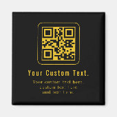 Editable QR Code & Text Template | Black & Gold Magneet (Voorkant)