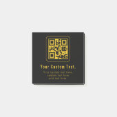 Editable QR Code & Text Template | Black & Gold Post-it® Notes (Voorkant)