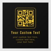 Editable QR Code & Text Template | Black & Gold Raamsticker (Vel)