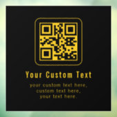 Editable QR Code & Text Template | Black & Gold Raamsticker (Vel 3)