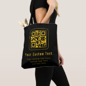Editable QR Code & Text Template | Black & Gold Tote Bag (Dichtbij)