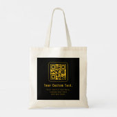 Editable QR Code & Text Template | Black & Gold Tote Bag (Achterkant)