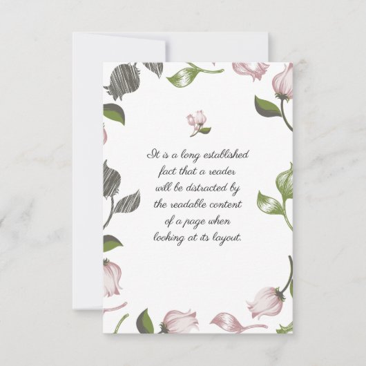 Editable Quotes with floral art white ver Bedankkaart (Voorkant)