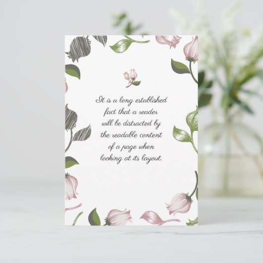 Editable Quotes with floral art white ver Bedankkaart (Staand voorkant)