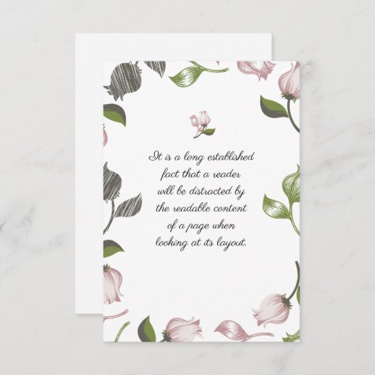 Editable Quotes with floral art white ver Bedankkaart (Voorkant / Achterkant)
