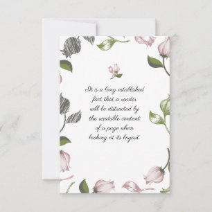 Editable Quotes with floral art white ver Bedankkaart