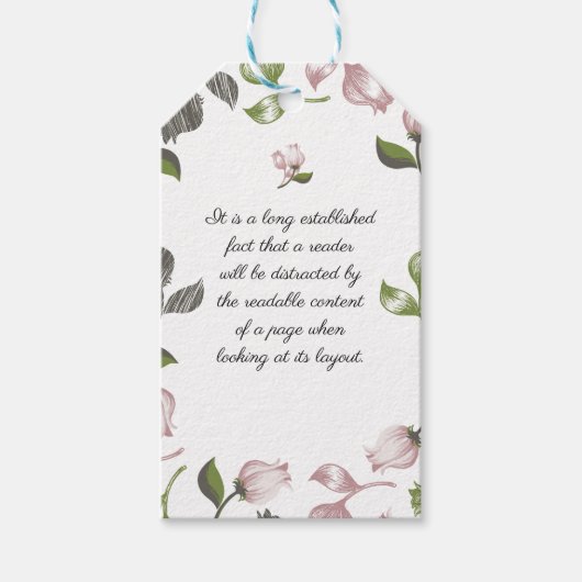 Editable Quotes with floral art white ver Cadeaulabel (Voorkant)