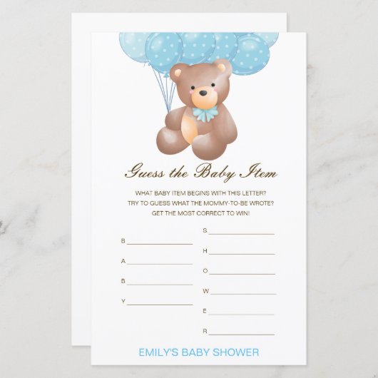 Editable raad het Baby Baby shower Game (Voorkant / Achterkant)