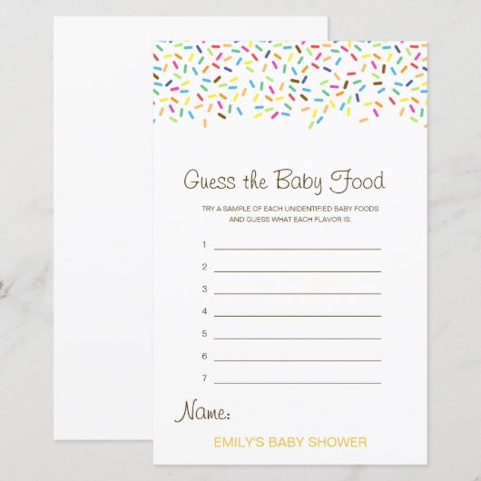 Editable Raad het Baby Baby shower Game (Voorkant / Achterkant)