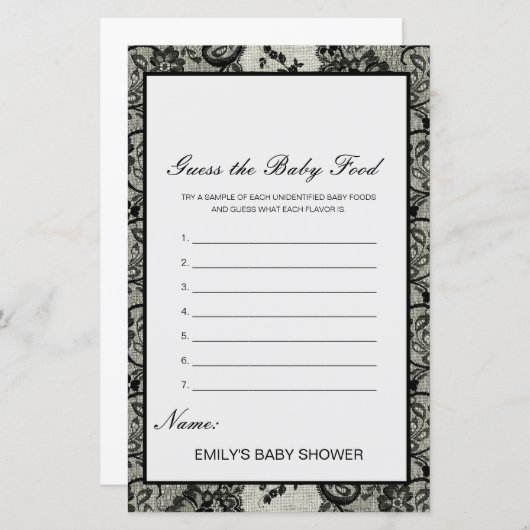 Editable Raad het Baby Baby shower Game (Voorkant / Achterkant)