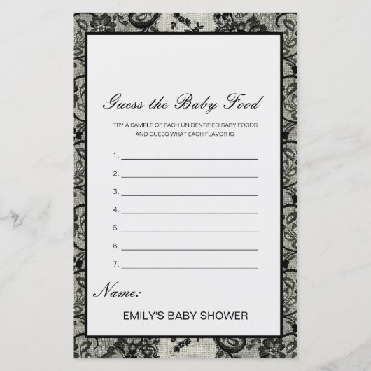 Editable Raad het Baby Baby shower Game (Voorkant)