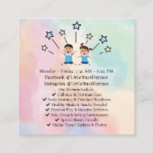 Editable Rainbow Handprint Nursery Card Design Vierkante Visitekaartje (Achterkant)