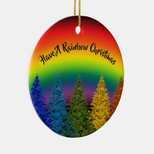Editable Rainbow kerstboom Keramisch Ornament (Rechts)