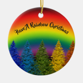 Editable Rainbow kerstboom Keramisch Ornament