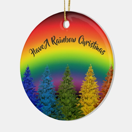 Editable Rainbow kerstboom Keramisch Ornament (Links)