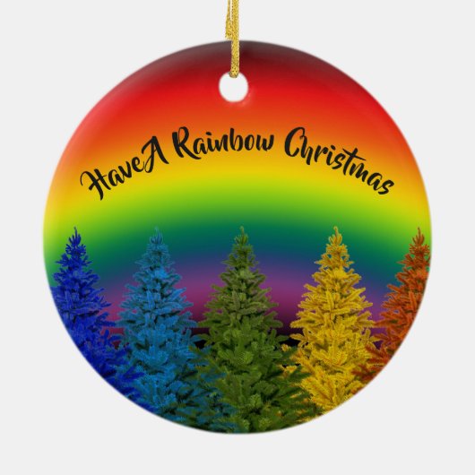 Editable Rainbow kerstboom Keramisch Ornament (Achterkant)