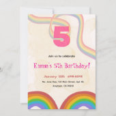 Editable Rainbow Sequin 5th Birthday invitation Kaart (Voorkant)