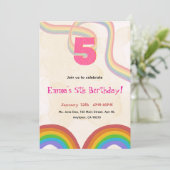 Editable Rainbow Sequin 5th Birthday invitation Kaart (Staand voorkant)