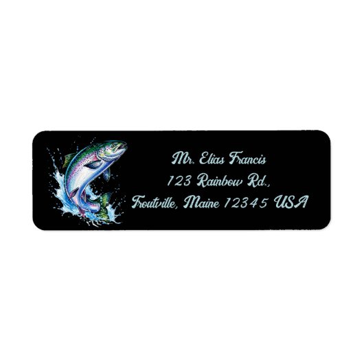 Editable Rainbow Trout Return Address Etiket (Voorkant)
