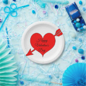 Editable Red Arrow Heart Valentijnsdag Papieren Bordje (Feest)