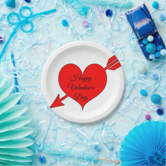 Editable Red Arrow Heart Valentijnsdag Papieren Bordje (Feest)
