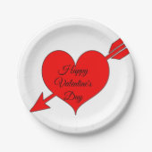 Editable Red Arrow Heart Valentijnsdag Papieren Bordje (Voorkant)