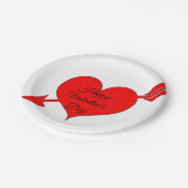 Editable Red Arrow Heart Valentijnsdag Papieren Bordje (Gekanteld)