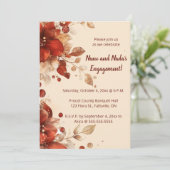Editable Red Autumn Flowers Engagement Kaart (Staand voorkant)