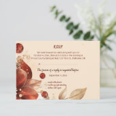 Editable Red Autumn Flowers RSVP Card (Staand voorkant)