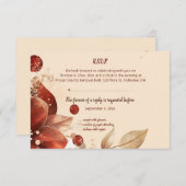 Editable Red Autumn Flowers RSVP Card (Voorkant / Achterkant)
