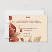 Editable Red Autumn Flowers RSVP Card Kaartje (Voorkant)