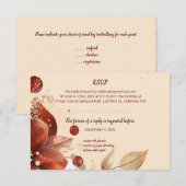 Editable Red Autumn Flowers RSVP Card Kaartje (Voorkant / Achterkant)