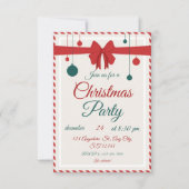 Editable Red Bow Holiday Gathering Invitation  Kaart (Voorkant)