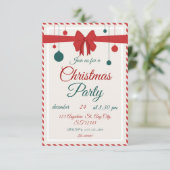Editable Red Bow Holiday Gathering Invitation  Kaart (Staand voorkant)