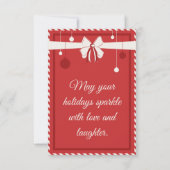 Editable Red Bow Holiday Gathering Invitation  Kaart (Achterkant)