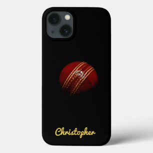 Editable Red Cricket Ball with Name iPhone13 Hoesj Case-Mate iPhone Case