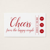 Editable Red on White, 3 Punch Drink Tickets Visitekaartjes (Voorkant)
