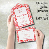 Editable Red White Peppermint All in One Invite Uitnodiging