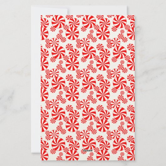 Editable Red White Peppermint Pattern Holiday Briefpapier (Achterkant)