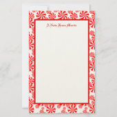 Editable Red White Peppermint Pattern Holiday Briefpapier (Voorkant)