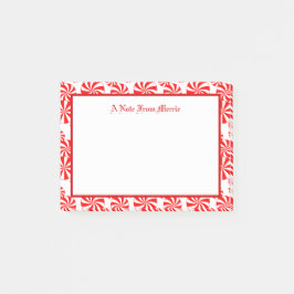 Editable Red White Peppermint Pattern Holiday Post-it® Notes