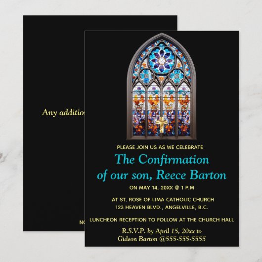 Editable Religious Event Stained Glass Window Kaart (Voorkant / Achterkant)