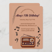 Editable Retro Radio Music Birthday Kaart (Voorkant / Achterkant)