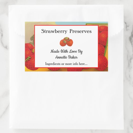 Editable Retro Strawberry Boerderij Canning Labels (Tas)