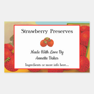 Editable Retro Strawberry Boerderij Canning Labels