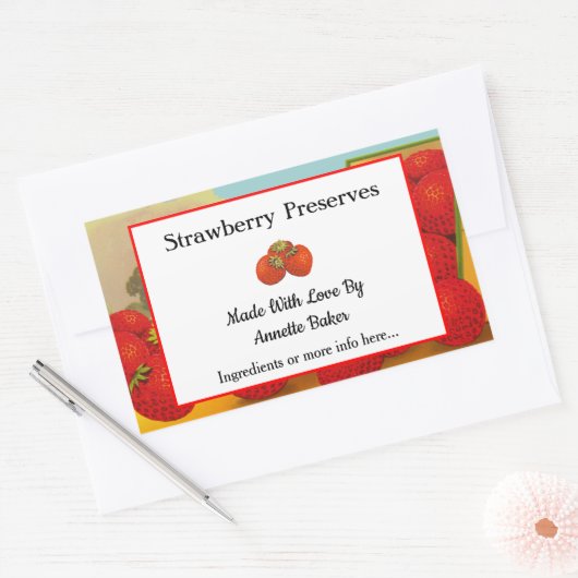 Editable Retro Strawberry Boerderij Canning Labels (Envelop)