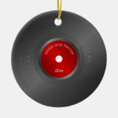 Editable Retro Vinyl Record Kerstmis Keramisch Ornament (Voorkant)