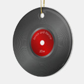 Editable Retro Vinyl Record Kerstmis Keramisch Ornament (Links)